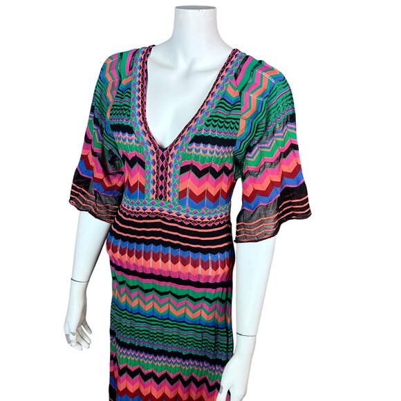 Anthropologie Aldomartins Dress Small Knit MaxiRainbow Boho Chevron Spain
